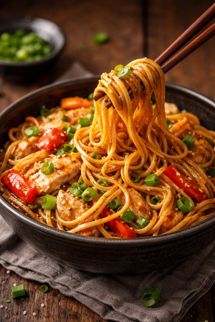 Wok tossed chewy stir fry noodles packed with flavor at Cafe India in Renfrew.